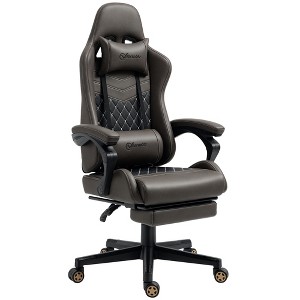 Racing Gaming Chair Diamond PU Leather Office Gamer Chair High Back Swivel Recliner with Footrest, Lumbar Support, Adjustable Height - 1 of 4