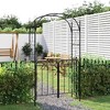 vidaXL Steel Garden Arch with Gate - Black Powder-Coated Outdoor Garden Arbor, 42.5"x17.7"x92.5", for Climbing Plants & Decorative Entryways - 2 of 4