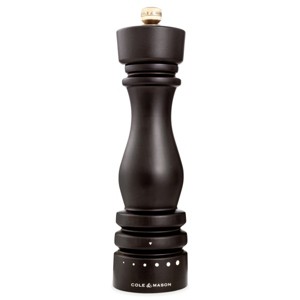 Cole & Mason London Pepper Mill – Premium Wood Design - Adjustable for Fine to Coarse Seasonings - Uses Carbon Steel Mechanism - Chocolate Wood, 8" - 1 of 1