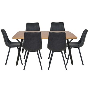 LeisureMod Ravenna 7-Piece Dining Set, 1 Y-Shape Legs Table 6 Dining Chairs - 1 of 4