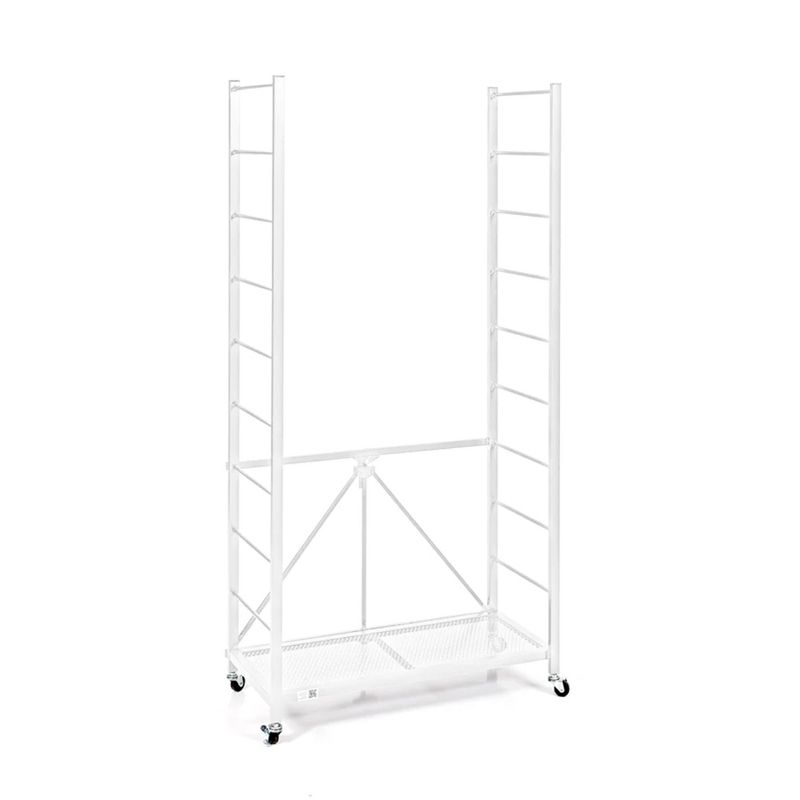 Origami R2 Series Folding Portable Heavy Duty Durable Powder Coated Steel Storage Rack with 10 Adjustable Shelves and Wheels, White, 3 of 7