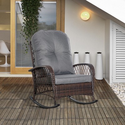 Maggift Patio Accent Chairs, Rocking Chair with Fixed Armrests, Ergonomic Design, Suitable for Lawn, Garden and Porch, Gray, 29.5"*38.5"*35.75"