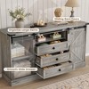 Farmhouse 4 Drawer Dresser for Bedroom, 59" Wood Dressers with Sliding Barn Doors - 4 of 4