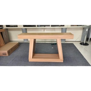 55 Inch Long Industrial Sofa Table, 2-Tier Open-Shelf Trapezium Wooden Console Table, Farmhouse Entryway Shelf with Storage - 1 of 2