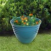 Alpine Corporation Glazed Indoor Outdoor Planter Blue 12"x12"x9": Durable Plastic, No Assembly - 2 of 3