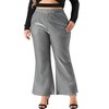 Agnes Orinda Women's Plus Size Party Metallic Sparkly Elastic Waist Wide Leg Flare Palazzo Pants with Pockets - 2 of 4