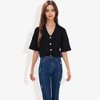 Anna-Kaci Women's Short Sleeve Button Down Shirt with V-Neckline Relaxed Fit - 2 of 4