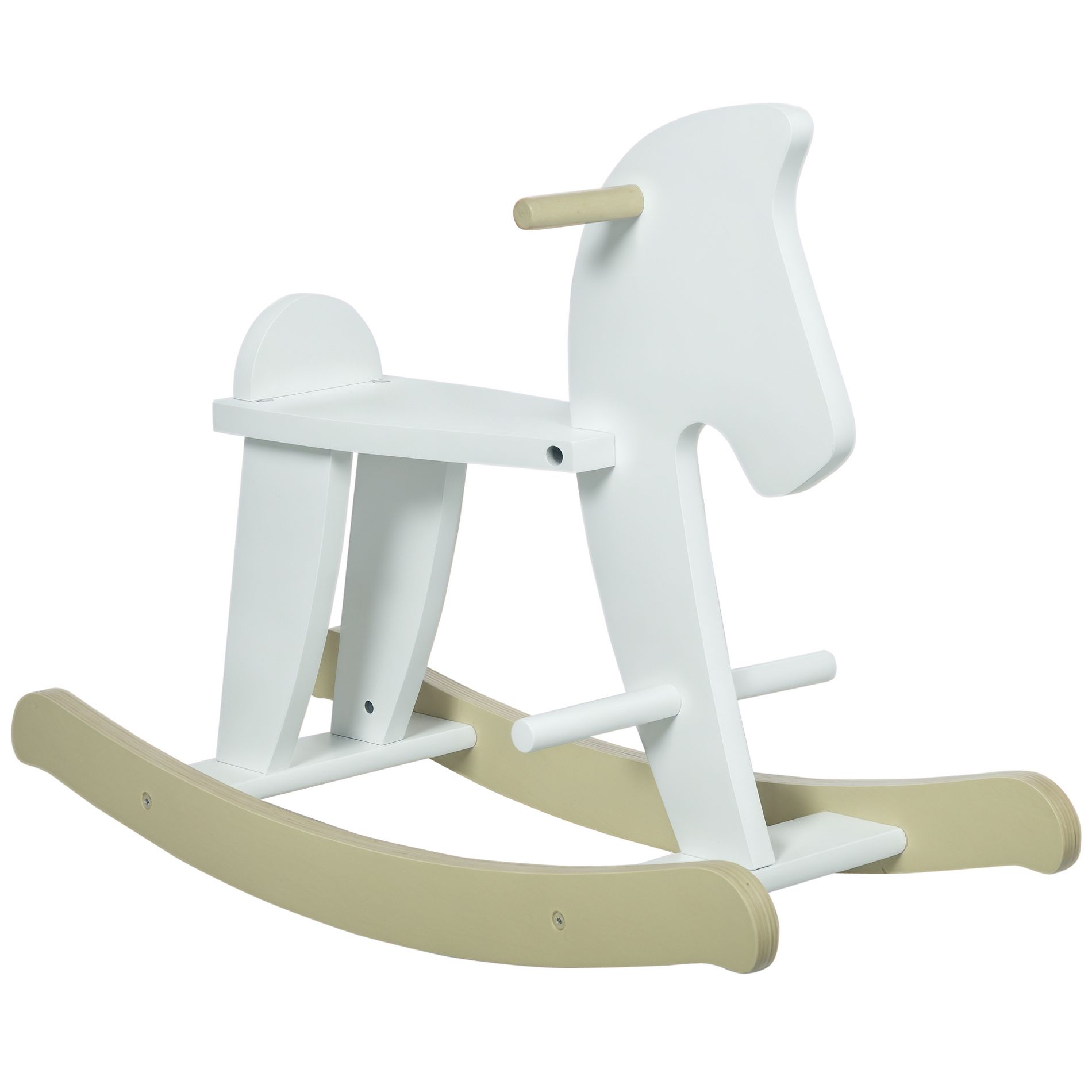 Wooden Rocking Horse for Toddlers, Classic Ride-On Toy for Ages 1–3, White