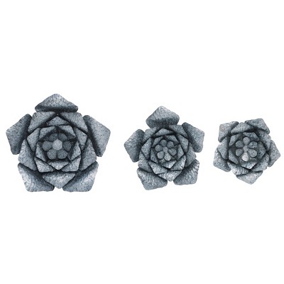 Transpac Metal 15 in. Silver Spring Blossom Wall Decor Set of 3