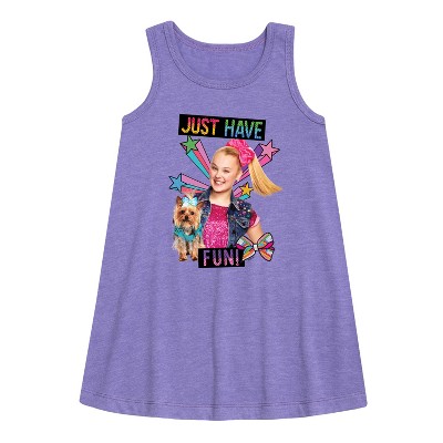 JoJo Siwa Just Have Fun! Graphic Sleeveless Aline Dress - Purple - 4T