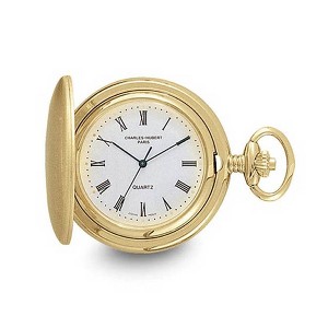 Black Bow Jewelry Charles Hubert Satin Gold Tone Finish White Dial 42mm Pocket Watch - 1 of 4