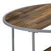 Royal Hampton 35 Inch 3 Tier Round Brown Coffee Table, Half Shelf Design, Gray Frame - 4 of 4