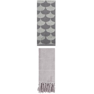REGALWOVEN 2 Packs Cotton Geometric and Solid Absorbent Soft Hand Towel for Bathroom Kitchen - 1 of 4