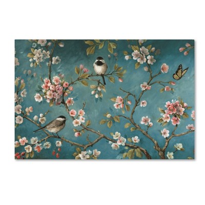 Lisa Audit Blossom I Floral Canvas Art in Blue and Pink