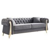84.25'' Velvet Chesterfield Sofa with Tufted Back, Gold Metal Legs and Pocket Spring Cushions - 2 of 4