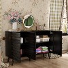 FUFU&GAGA Black Modern Buffet Cabinet Side Table Lacquer Carved Door - 3 of 4