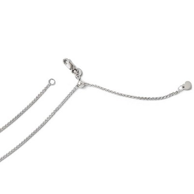 Black Bow Jewelry 1.4mm 14k White Gold Adjustable Solid Wheat Chain Necklace