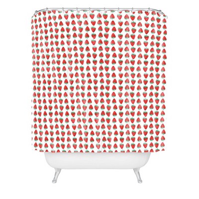 Kelli Murray Poppies Shower Curtain Green/Red - Deny Designs