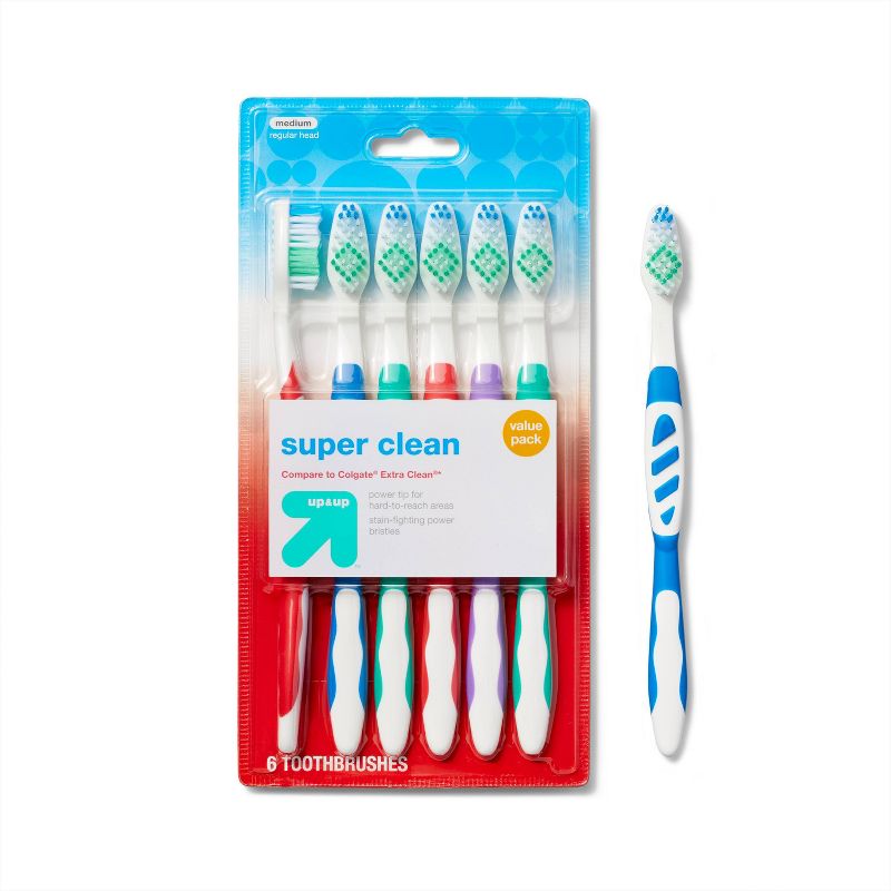 Super Clean Toothbrush - 6ct - Medium  - up &#38; up&#8482;, 1 of 8