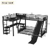 TIRAMISUBEST Twin/Twin XL Bunk Bed & Loft Bed, Metal Triple Bed Frame with Slide, L-Shaped Desk & Storage Shelves - 4 of 4