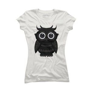 Junior's Design By Humans Black Owl By Adamzworld T-Shirt - 1 of 3