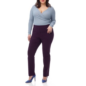 Rekucci Curvy Woman Ease into Comfort  Straight Pant with Tummy Control - 1 of 4