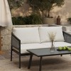 LuxenHome Outdoor Black Steel with PE Rope Loveseat with Cushions and Coffee Table Set - 4 of 4