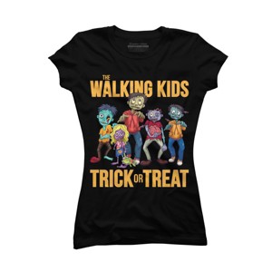 Junior's Design By Humans The Walking Kids Trick Or Treat Halloween Gift By MONSTERVILLE T-Shirt - 1 of 3