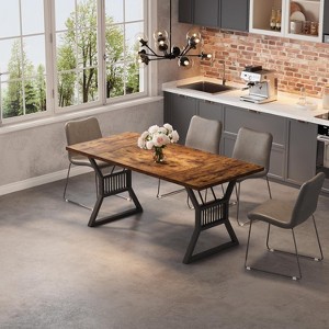 COZONY Industrial Farmhouse Dining Table - Rectangle Kitchen Table for 6-8 People, Dining Room Table - 1 of 4