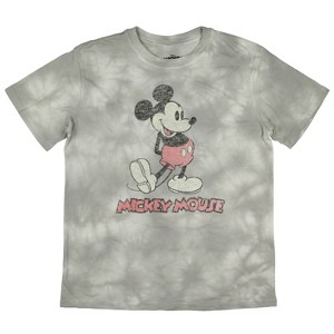 Disney's Men's Distressed Retro Mickey Mouse Graphic Tie-Dye Adult T-Shirt - 1 of 4