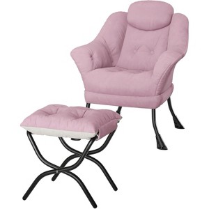 Garvee Lazy Chair with Ottoman, Ergonomic Lounge Armchair with Foldable Footrest and Removable Cover, Modern Small Space Chair - 1 of 4
