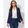 Allegra K Women's Regular Fit Casual Lapel Long Sleeve Denim Pockets Blazer - 2 of 4