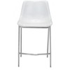 Zuo Modern Magnus Counter Stool Set of 2, 39.8" H, White Faux Leather Seat, Brushed Silver Frame, Modern Design - 4 of 4