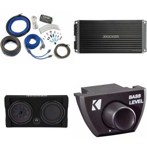 Kicker Comp RT 10 Inch 48TRTP102 Thin Down Firing Enclosure Package with 47KEY5001, Bass Knob & CK4 Amp install kit Bundle - 1 of 4