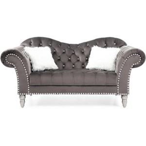 TiramisuBest Dark Gray Traditional Loveseat, Classic Upholstered Sofa for Living Room or Sitting Area - 1 of 4
