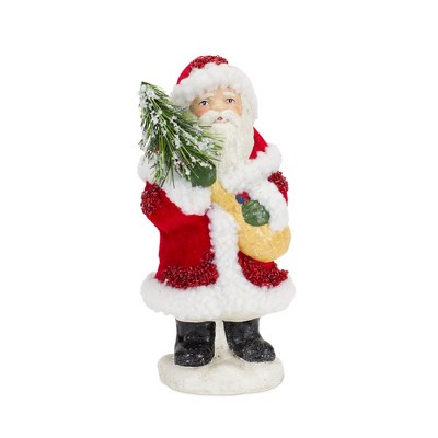 Classic Red and White Santa Figurine Set with Paper Pulp