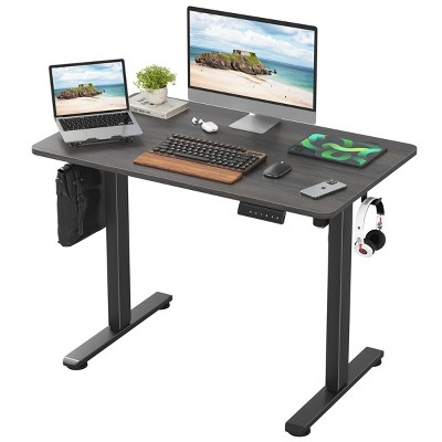 INFURNIC Desks Adjustable Height Sit Stand Workstation Computer Desk with Splice Board for Home Office, Black, 40.55"*24"*45"