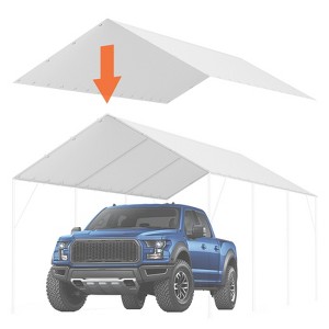 VEVOR 10 x 20 ft Carport Replacement Canopy Cover, Garage Top Tent Shelter Tarp Heavy-Duty Waterproof (Only Top Cover, Frame Not Include), White - 1 of 4