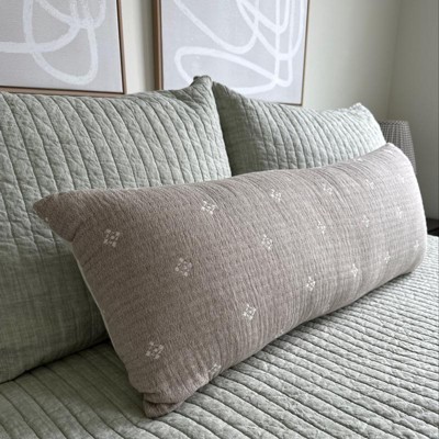 16x42 Slub Center Stripe Oversized Lumbar Bed Pillow Jet Gray - Hearth &  Hand™ With Magnolia : Target