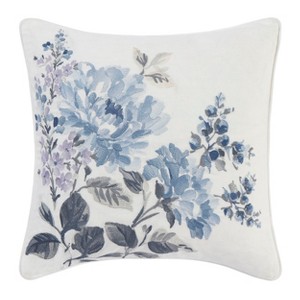 Laura Ashley Chloe Floral Embroidered Throw Pillow Blue