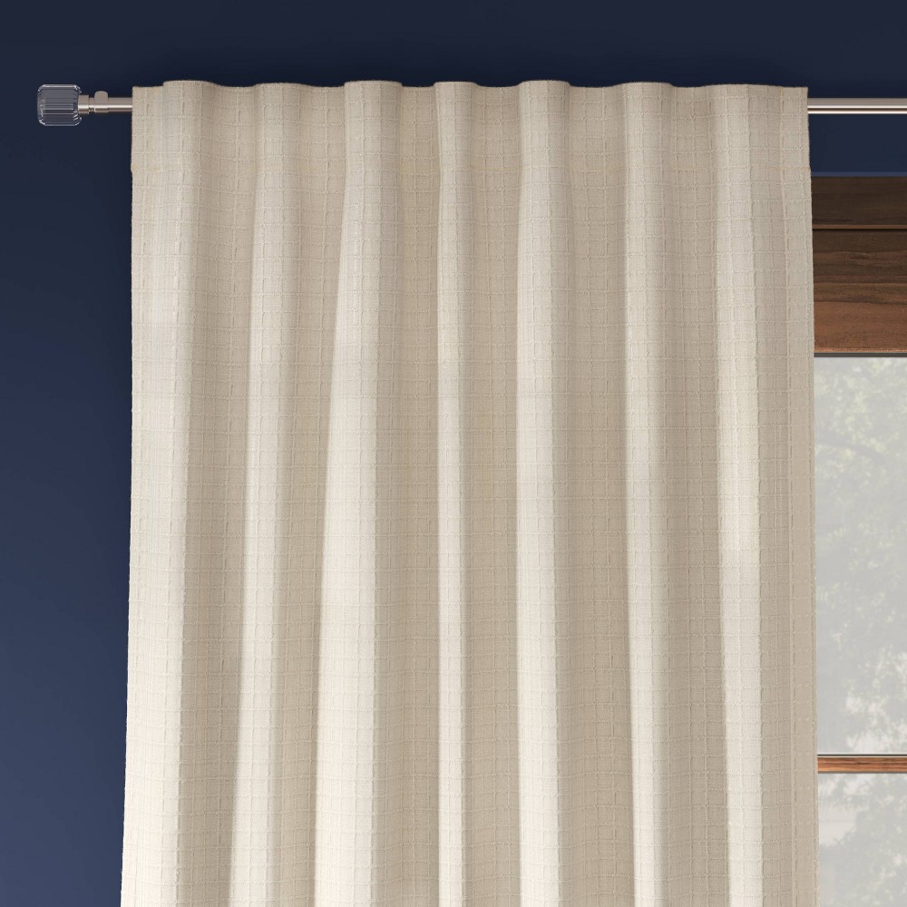 50x63 Blackout Textured Plaid Curtain Panel Ivory - Threshold