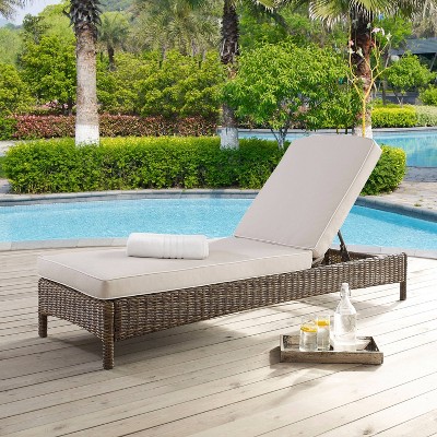 Bradenton Sand and Brown Adjustable Wicker Outdoor Chaise Lounge