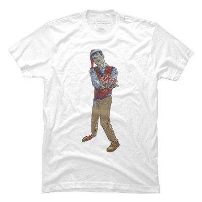 Men's Design By Humans Christmas Zombie By Ayota T-Shirt