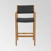 Genesee 4pk Acacia Wood Bar Stools - Teak/Black - Christopher Knight Home: Weather-Resistant Patio Chairs - 3 of 4