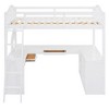 Polibi Full Size Wood Loft Bed with Built-In U-Shaped Desk, Vanity Mirror Station & Storage Shelves - 4 of 4