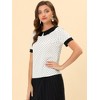 INSPIRE CHIC Women's Peter Pan Collar Keyhole Back Vintage Polka Dots Blouses - 3 of 4