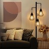 ROTTOGOON 68" Floor Lamp Industrial Farmhouse 3 Hanging Teardrop Cage Shades Modern Rustic Tree Tall Lamp Pedal Switch Black 1-Pack - 2 of 4