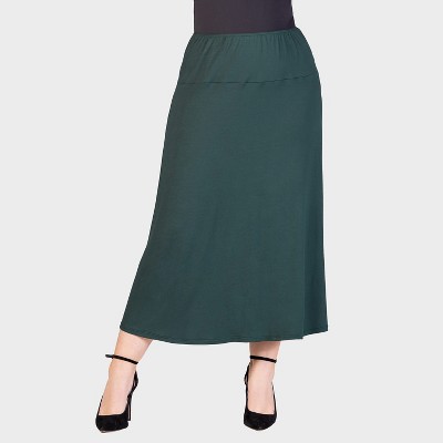 24seven Comfort Aapparel Womens Plus Elastic Waist Comfortable Fit Maxi Skirt