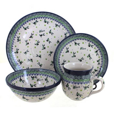 Blue Rose Polish Pottery Mission Olive 16 Piece Dinnerware Set