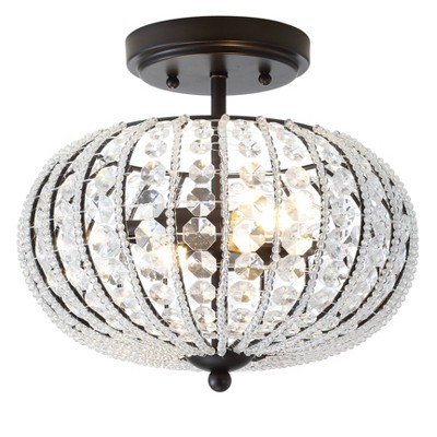 11.75" Metal/Acrylic Catalina Semi Flush Mount (Includes Energy Efficient Light Bulb) Black - JONATHAN Y